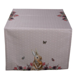 Bavlněný běhoun na stůl s králíčkem Happy Bunny - 50*140 cm