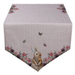 Bavlněný běhoun na stůl s králíčkem Happy Bunny - 50*160 cm