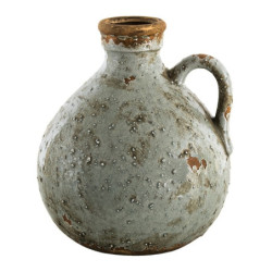 Šedá keramická dekorativní váza s ouškem - 18*17*20 cm