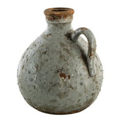Šedá keramická dekorativní váza s ouškem - 18*17*20 cm