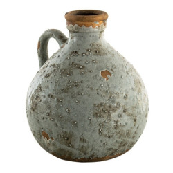 Šedá keramická dekorativní váza s ouškem - 18*17*20 cm