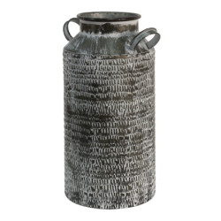 Šedá antik plechová dóza konev na mléko - 19*17*33 cm