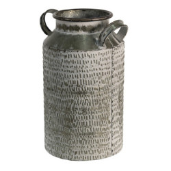Šedá antik plechová dóza konev na mléko - 17*15*26 cm