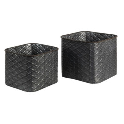 2ks zinkový antik dekorační obal na květináč - 20*20*17 / 18*18*14 cm