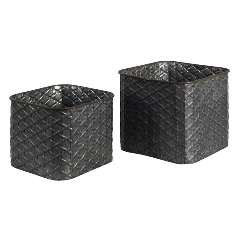 2ks zinkový antik dekorační obal na květináč - 20*20*17 / 18*18*14 cm
