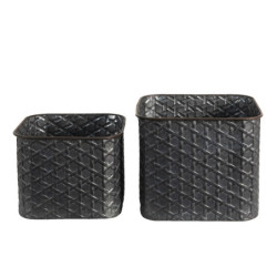 2ks zinkový antik dekorační obal na květináč - 20*20*17 / 18*18*14 cm