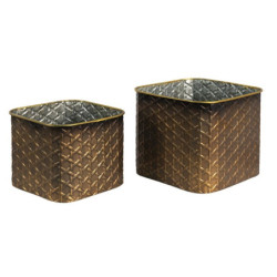 2ks zlatý antik dekorační obal na květináč  - 20*20*17 / 18*18*14 cm