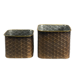 2ks zlatý antik dekorační obal na květináč  - 20*20*17 / 18*18*14 cm