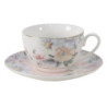 Porcelánový šálek s podšálkem s květinami Flowers - Ø 10*6 / Ø 15*2 cm / 250 ml
