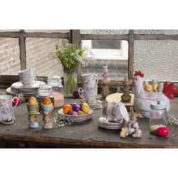 Porcelánový šálek s podšálkem s květinami Flowers - Ø 10*6 / Ø 15*2 cm / 250 ml