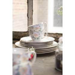 Porcelánový šálek s podšálkem s květinami Flowers - Ø 10*6 / Ø 15*2 cm / 250 ml