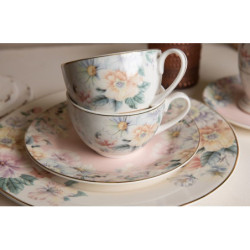 Porcelánový dezertní talířek s květinami Flowers  - Ø 18*2 cm