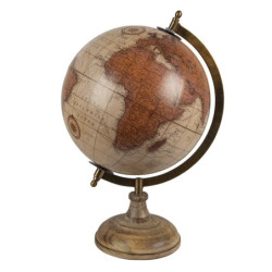 Béžovo-hnědý dekorativní glóbus na dřevěném podstavci Globe - 22*22*37 cm