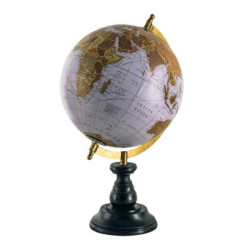 Glóbus s barevnou mapou na černém dřevěném podstavci - 22*22*37 cm
