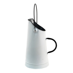 Bílý dekorační plechový uhlák - Ø 15*30 cm