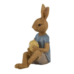 Dekorace sedící králík s malovaným vajíčkem - 10*6*12 cm