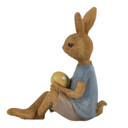 Dekorace sedící králík s malovaným vajíčkem - 10*6*12 cm