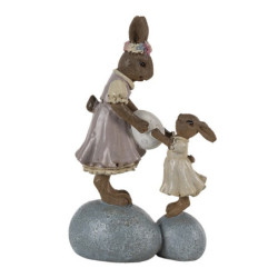 Dekorace králíčci na kamenech držící vajíčko - 10*6*17 cm