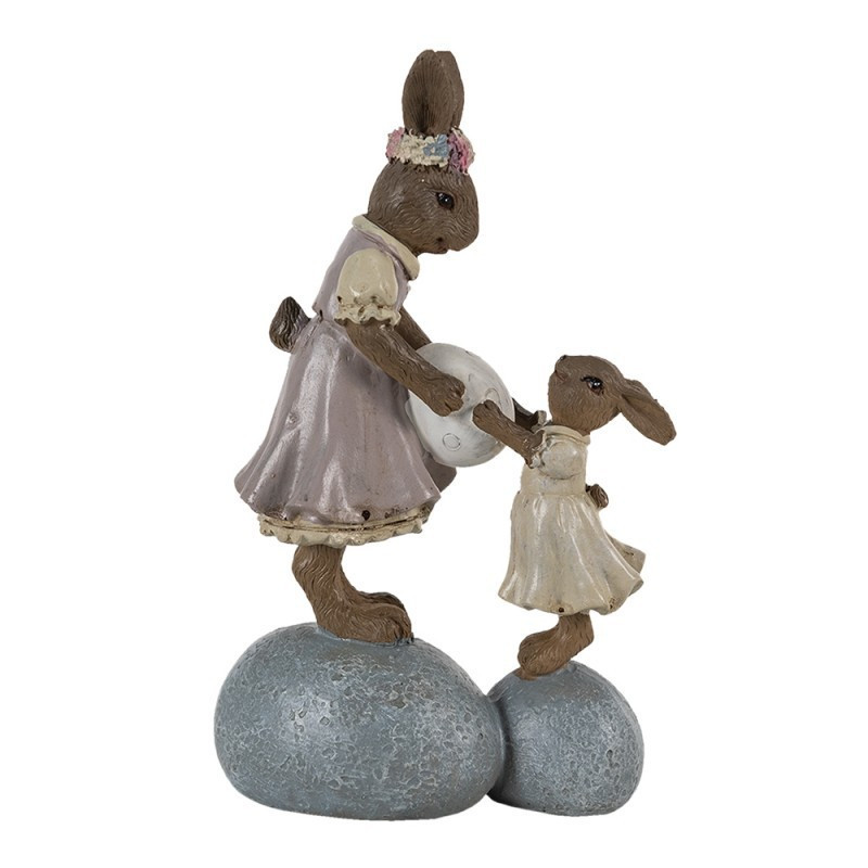 Dekorace králíčci na kamenech držící vajíčko - 10*6*17 cm