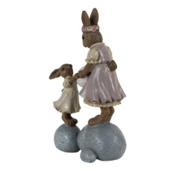 Dekorace králíčci na kamenech držící vajíčko - 10*6*17 cm