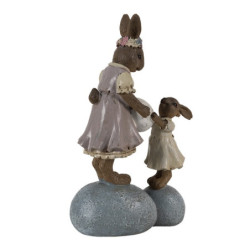 Dekorace králíčci na kamenech držící vajíčko - 10*6*17 cm