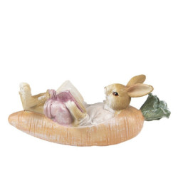 Dekorace králík v mrkvi čte knihu - 14*5*6 cm