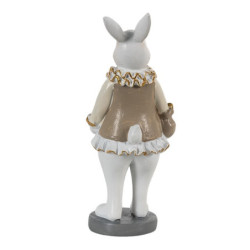 Dekorace králík v béžovém kabátku a měšcem - 5*5*15 cm