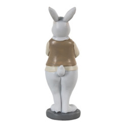 Dekorace králík v béžové košili se zlatou holí - 5*5*15 cm