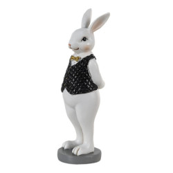 Dekorace králík v černé vestičce se zlatým motýlkem - 5*5*15 cm