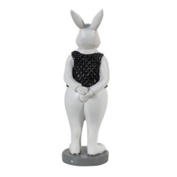 Dekorace králík v černé vestičce se zlatým motýlkem - 5*5*15 cm
