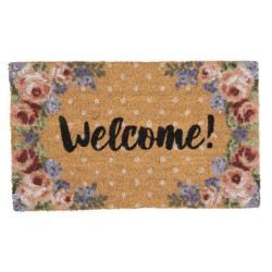 Kokosová rohožka s růžemi a Welcome Dotty Rose - 75*45*1 cm