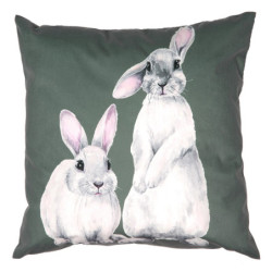 Zelený povlak na polštář s králíčky - 45*45 cm
