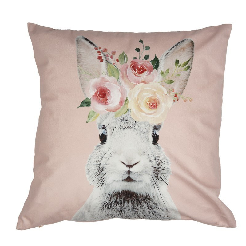 Růžový povlak na polštář s králíčkem - 45*45 cm