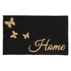 Černá kokosová rohožka s motýlky Home - 75*45*1 cm