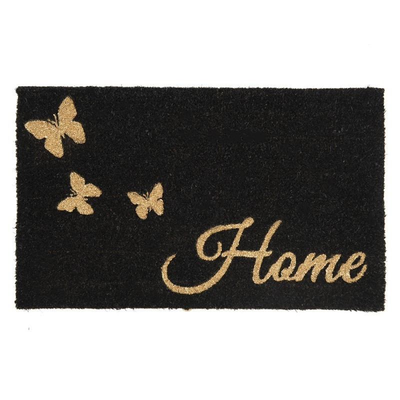 Černá kokosová rohožka s motýlky Home - 75*45*1 cm