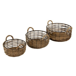 Drátěné obmotané úložné koše s uchy Parien - Ø 39*15 / Ø 34*13 / Ø 29*11 cm
