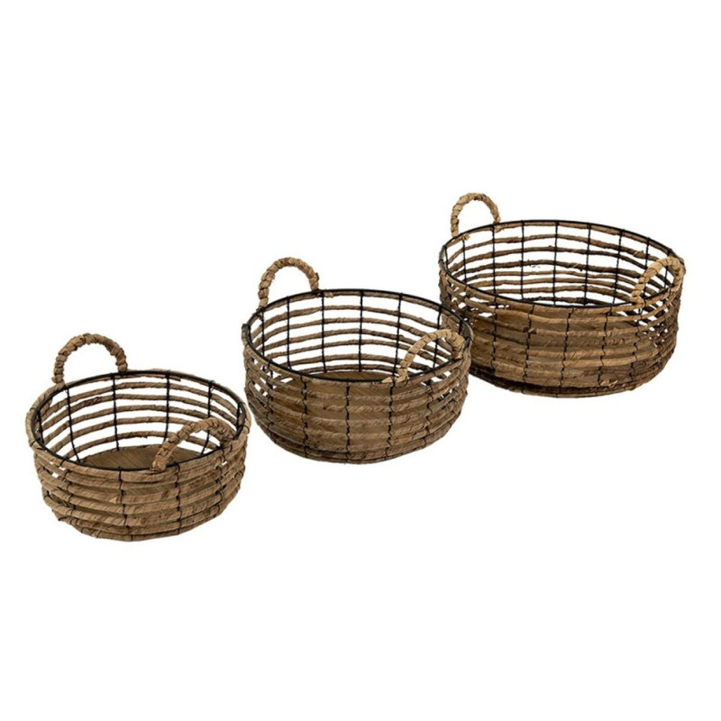 Drátěné obmotané úložné koše s uchy Parien - Ø 39*15 / Ø 34*13 / Ø 29*11 cm