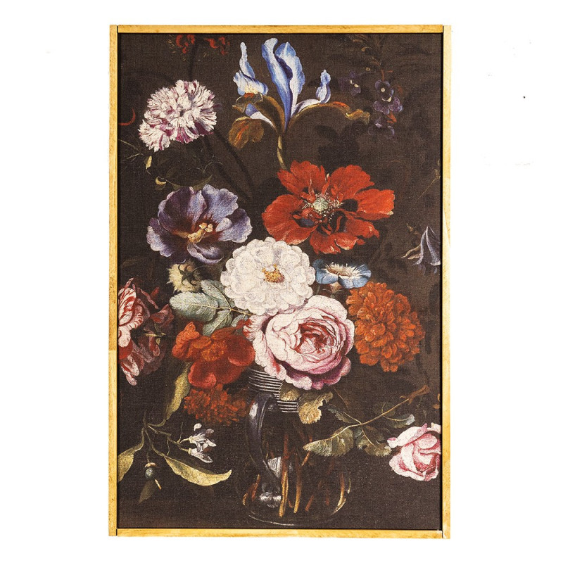 Vintage obraz květiny v dřevěném rámu - 40*3*60 cm