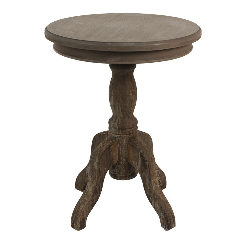Hnědý retro dřevěný odkládací stolek Frinia  - Ø50*65 cm