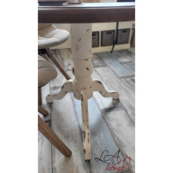 Hnědo-krémový antik dřevěný kulatý jídelní stůl Faminé - Ø 80*72 cm