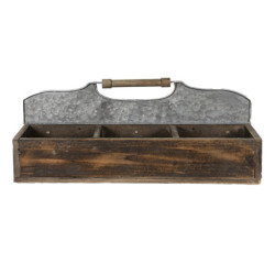 Hnědý úložný box se 6ti boxy a rukojetí - 60*32*22 cm