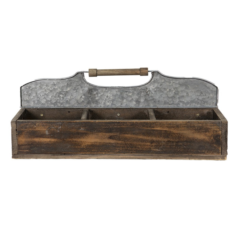 Hnědý úložný box se 6ti boxy a rukojetí - 60*32*22 cm