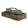 Hnědý úložný box se 6ti boxy a rukojetí - 60*32*22 cm
