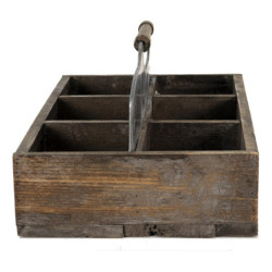 Hnědý úložný box se 6ti boxy a rukojetí - 60*32*22 cm