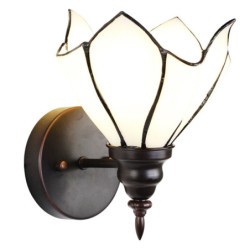 Bílá nástěnná Tiffany lampa ve tvaru květu Folwia - 23*17*19 cm E27/max 1*40W