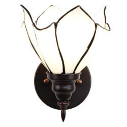 Bílá nástěnná Tiffany lampa ve tvaru květu Folwia - 23*17*19 cm E27/max 1*40W