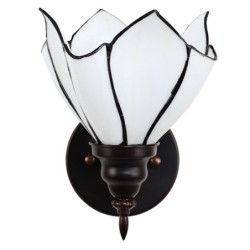 Bílá nástěnná Tiffany lampa ve tvaru květu Folwia - 23*17*19 cm E27/max 1*40W