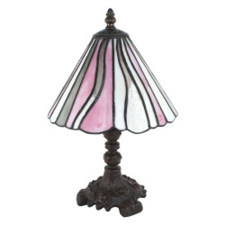 Béžovo-růžová stolní lampa Tiffany Tasia - Ø 20*34 cm E14/max 1*25W