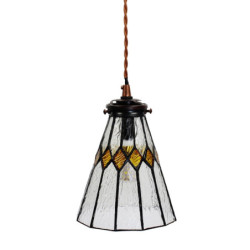 Závěsná Tiffany lampa žluté detaily YelloRhom - Ø 15*115 cm E14/max 1*25W