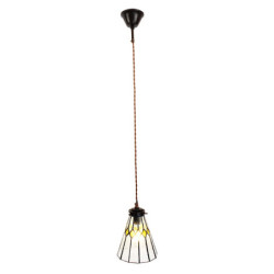 Závěsná Tiffany lampa žluté detaily YelloRhom - Ø 15*115 cm E14/max 1*25W